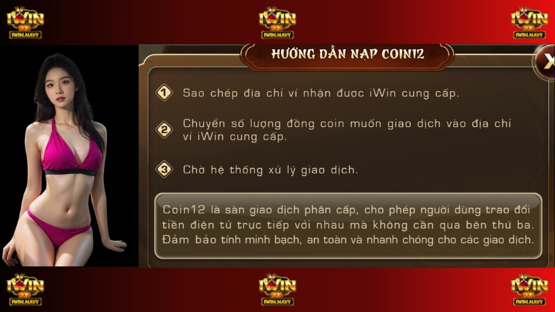 Nạp tiền iWin bằng tiền ảo qua Coin12